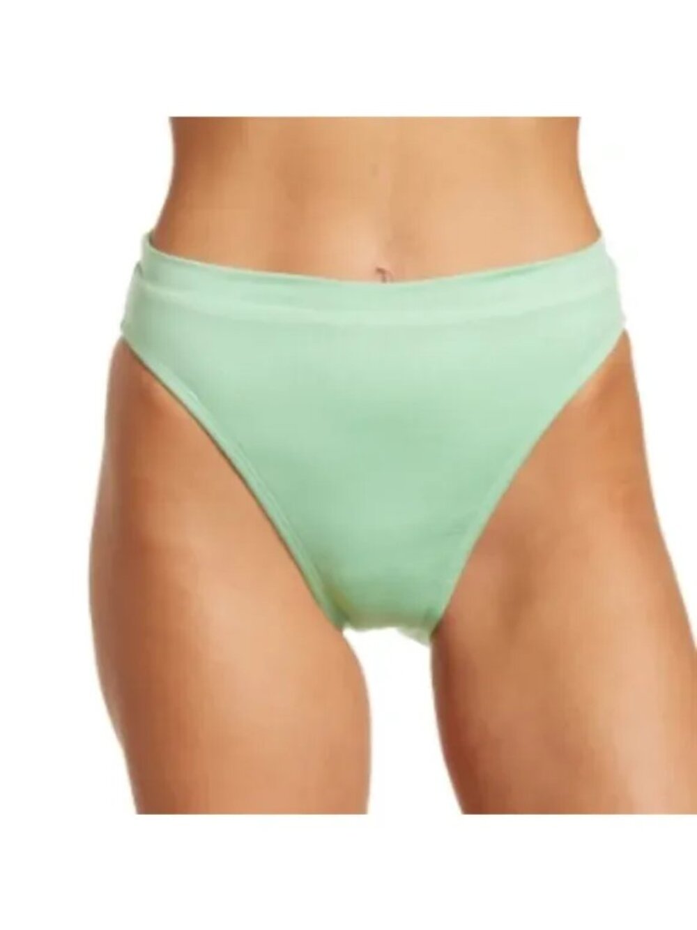 NEW BECCA Bikini Bottoms High Cut Swimsuit Beach Retro Y2K Green Womens L
